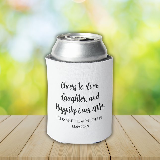 Black And White Elegant Wedding Cheers to Love Can Cooler (Black And White Elegant Wedding Cheers to Love Can Cooler)