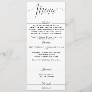 Black and White Elegant Wedding Menu