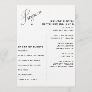 Black and White Elegant Wedding Program