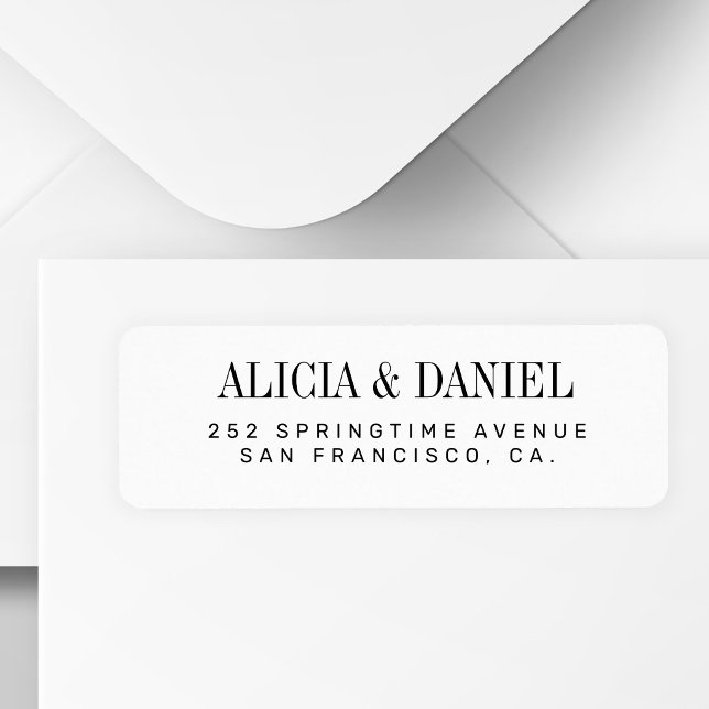Black and white elegant wedding return address (Créateur téléchargé)