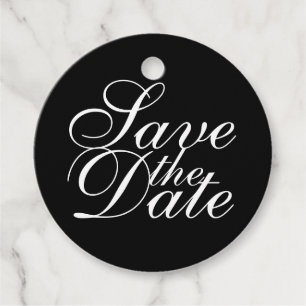 Black and White Elegant Wedding Save the Date Favour Tags