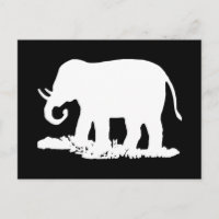 Black and White Elephant Silhouette