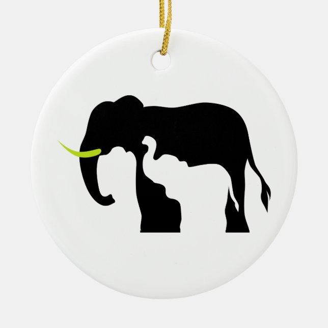 Black and White Elephants Ceramic Ornament (Front)