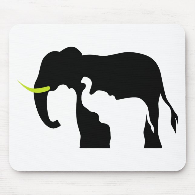 Black and White Elephants Mouse Pad (Front)