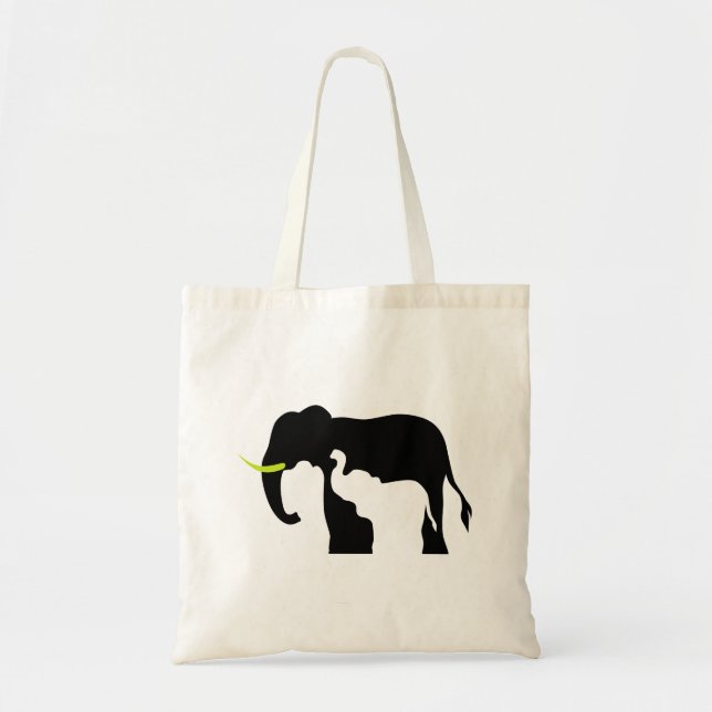 Black and White Elephants Tote Bag (Front)