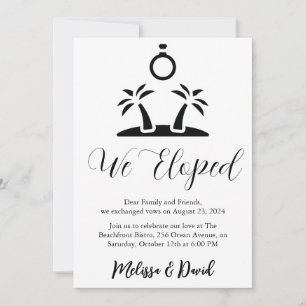 black and white elopement reception invitation