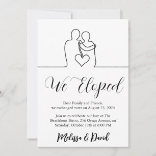 black and white elopement reception invitation