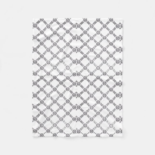 Black and White Emoji Geometric Pattern Fleece Bla Blanket (Front)