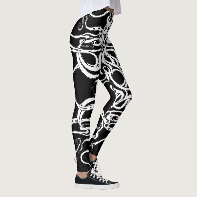 Black and White Empire Tribal Design Leggings (Right)