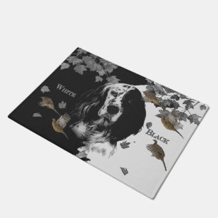 Black and white English setter   Doormat