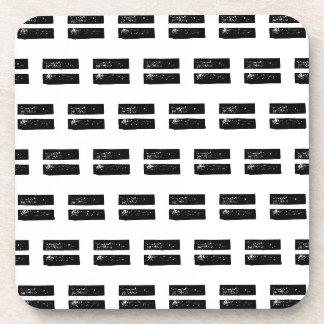 Black and White "Equals" Math Symbol Lino Cut Coaster