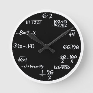 black and white equation wall clock