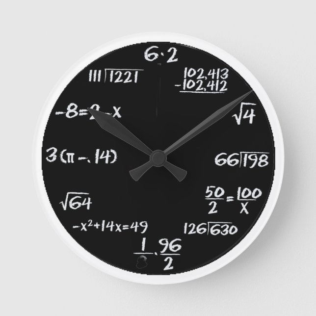 black and white equation wall clock (Front)