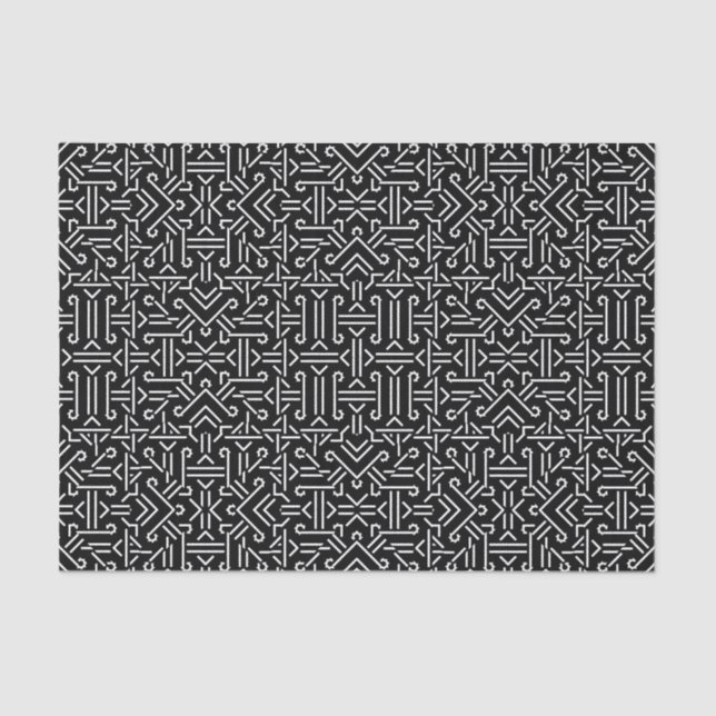 Black and White Ethnic Sharp Geometric Tissue Paper (Front)