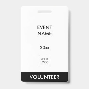 Black and White Event Volunteer Logo Badge