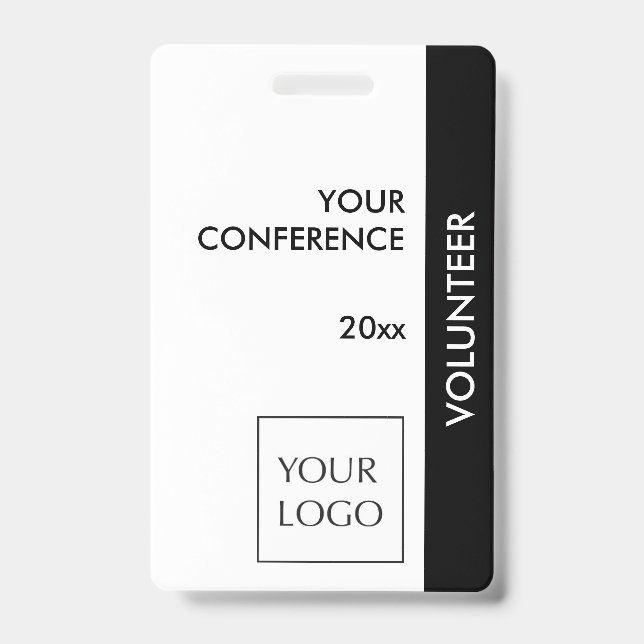 Black and White Event Volunteer Logo Badge (Front)