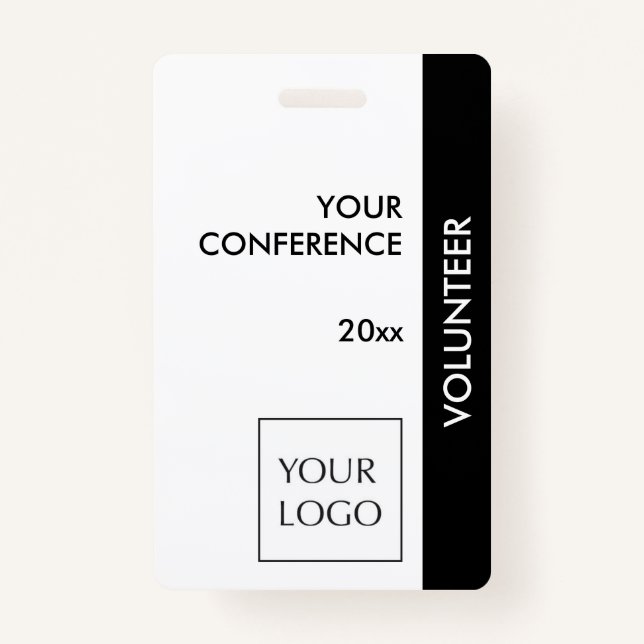 Black and White Event Volunteer Logo Badge (Front)