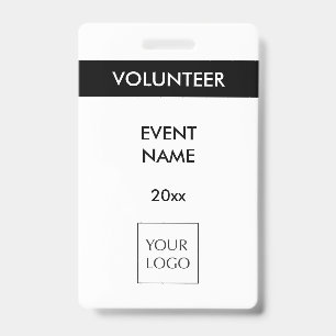 Black and White Event Volunteer Logo Badge