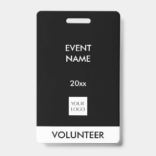 Black and White Event Volunteer Logo Badge