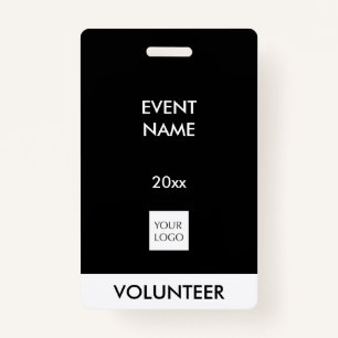 Black and White Event Volunteer Logo Badge