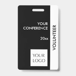 Black and White Event Volunteer Logo Badge