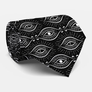 Black and white evil eye pattern tie