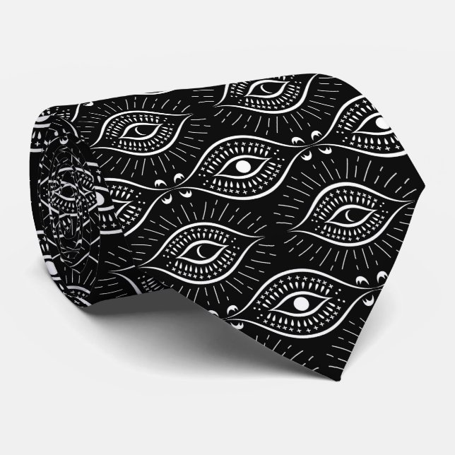 Black and white evil eye pattern tie (Rolled)