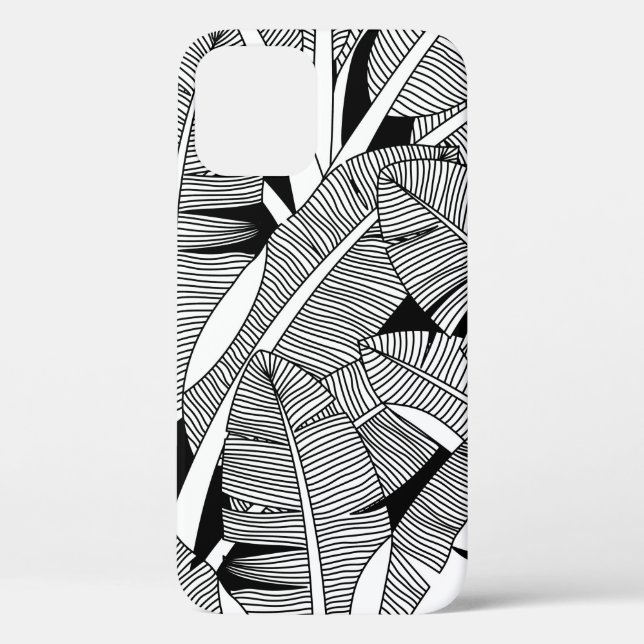 Black and white exotic plant and palm tree botanic Case-Mate iPhone case (Back)