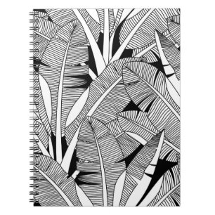 Black and white exotic plant and palm tree botanic notebook