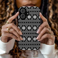 Black and White Fair Isle Christmas Sweater Print