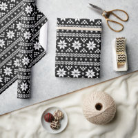 Black and White Fair Isle Christmas Sweater Print