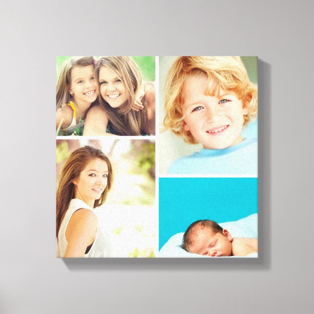 Black and White Family Photo Collage Canvas Print (Front)