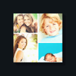 Black and White Family Photo Collage Canvas Print<br><div class="desc">Beautiful personalized canvas wall art print with 4 of your custom family photos arranged in a square grid photo collage. Add your favourite family photos and create a beautiful keepsake canvas art print. Click Customize It to move photos around, add text, and customize fonts and colours. Great gift for family,...</div>