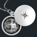 Black and White Fancy Frame Custom Photo Locket Necklace<br><div class="desc">Elegant and simple photo frame design.</div>