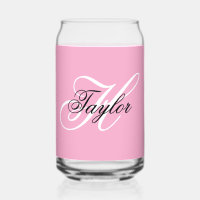Black and White Fancy Monogram Pink