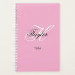 Black and White Fancy Monogram Pink Planner<br><div class="desc">Customize the modern handwritten style script to create your own girly gift for her.
Add a monogram initial and name to create a first name initial combination with fancy classic style calligraphy.
You can customize the pink,  black and white colours in this design.</div>