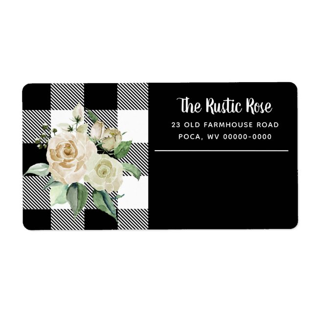 Black and White Farmhouse Style Shipping Label (Front)