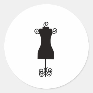 Black and White Fashion Dress Mannequin Classic Round Sticker