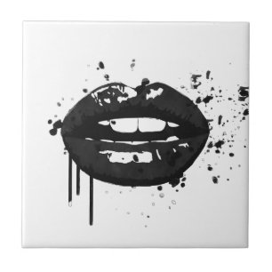 Black and white fashion glamour lips illustration tile