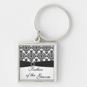 Black and White Father of the Groom Keychain