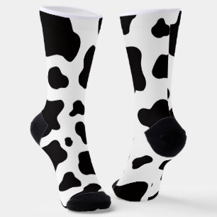 Black and white Faux Cowhide Socks