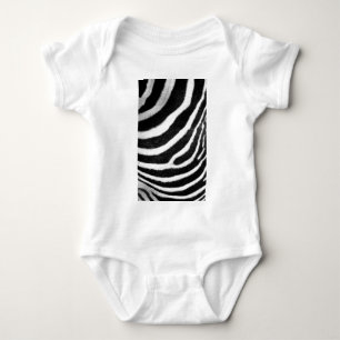 black and white faux fur stripes Zebra Print Baby Bodysuit
