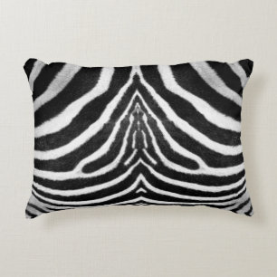 black and white faux fur stripes Zebra Print Decorative Pillow