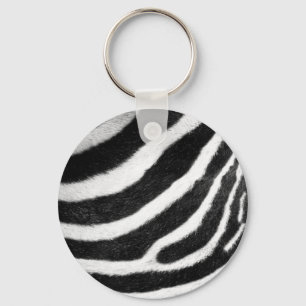 black and white faux fur stripes Zebra Print Keychain