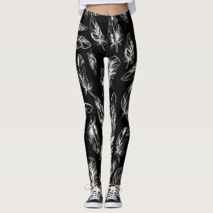 Black and White Feather Leggings