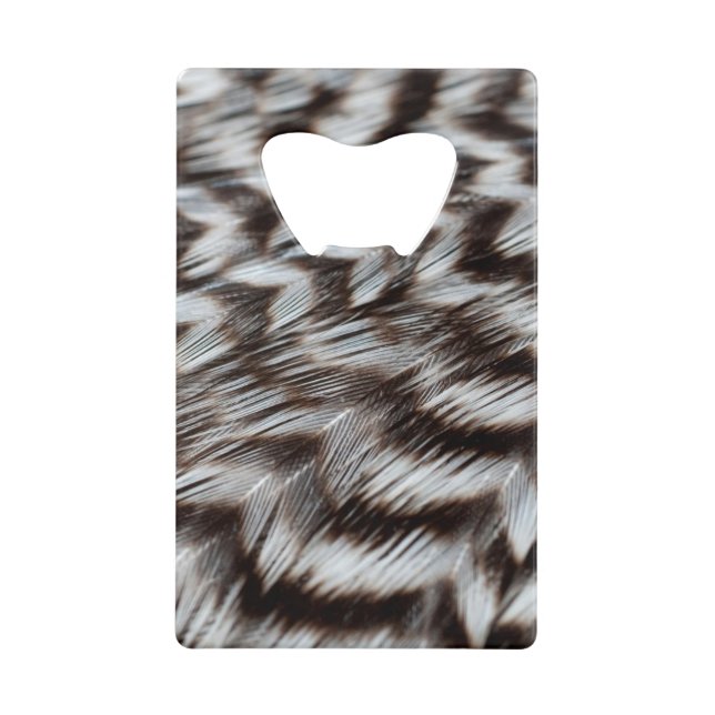 Black and White Feathers in Detail Wallet Bottle Opener (Front)