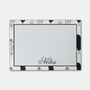 Black and White Feathers Post-it Notes