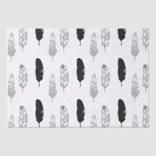 Black and White Feathers Tissue Paper
