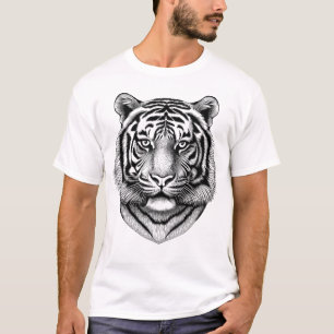 Black and White Fierce Tiger Black Men's Shirt
