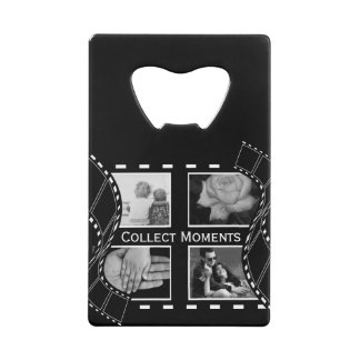 Black and White Film Reel Custom Photo Credit Card Bottle Opener